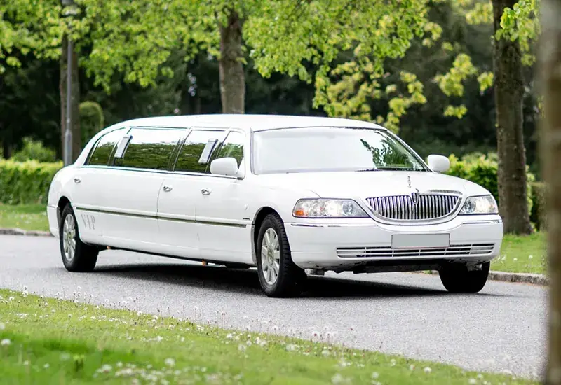 White Lincoln Town Car stretch limousine for limo service